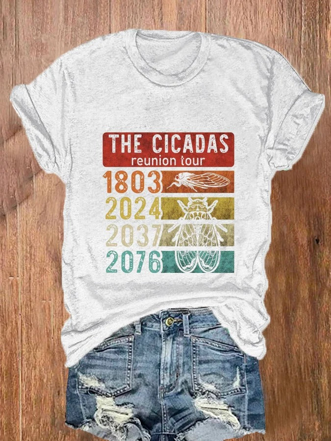 Women's The Cicadas Reunion Tour Print V Neck T-shirt