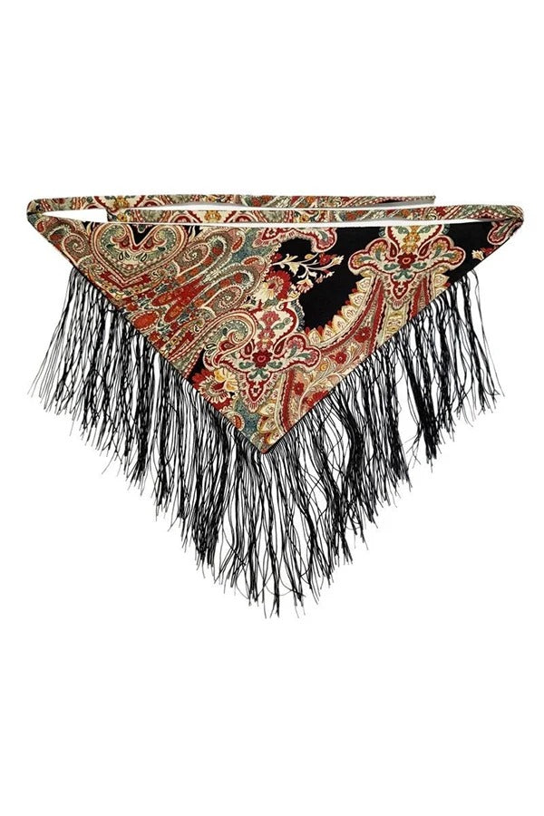 Bohemian-style Triangular Scarf Belt with Tassels