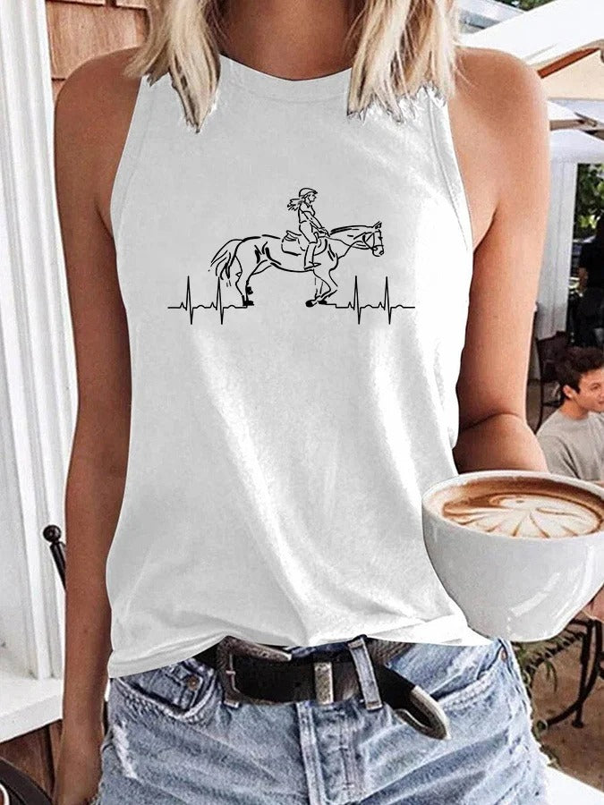 Gilet imprimé cheval artistique pour femme