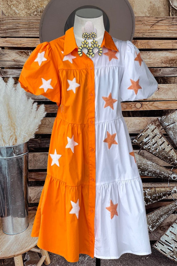 Hemdkleid mit Farbblockdesign und Puffärmeln