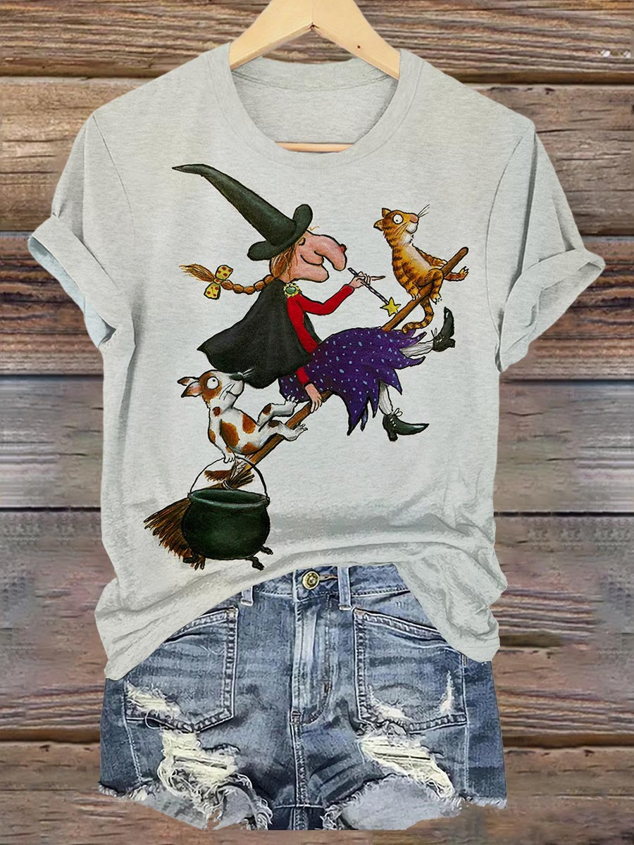 Hexe Hund Katze Dark Gothic Halloween Kunstdruck T-shirt