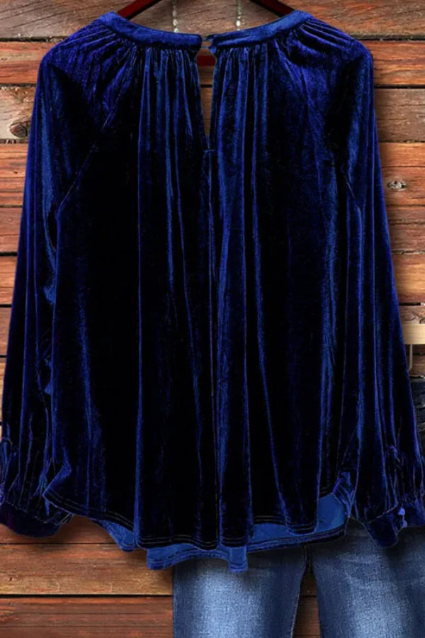 RETRO VELVET NAVY TOP