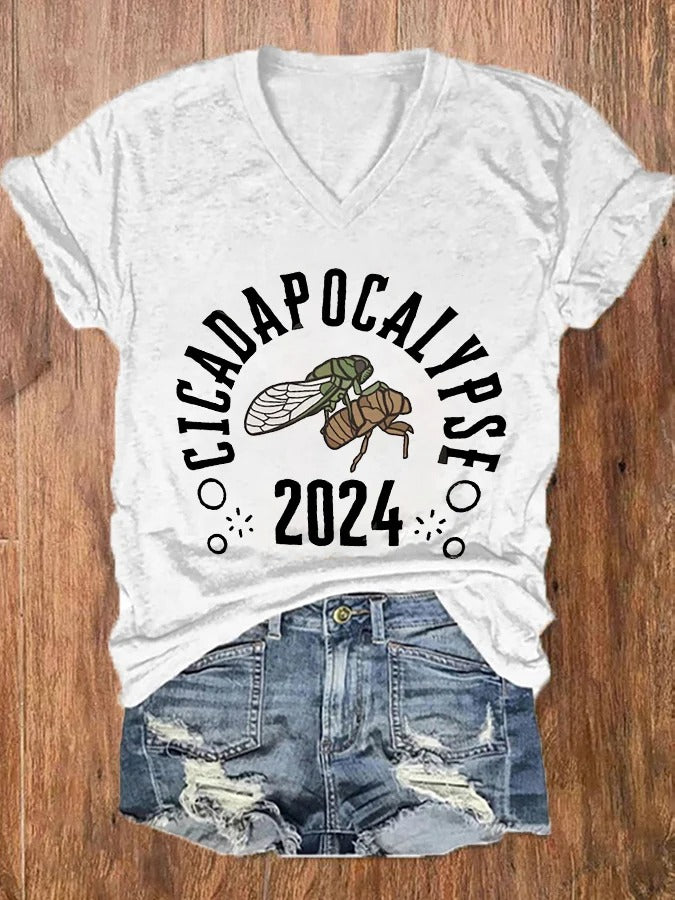 Women's The Great Cicada Comeback Tour 2024 V-Neck Tee