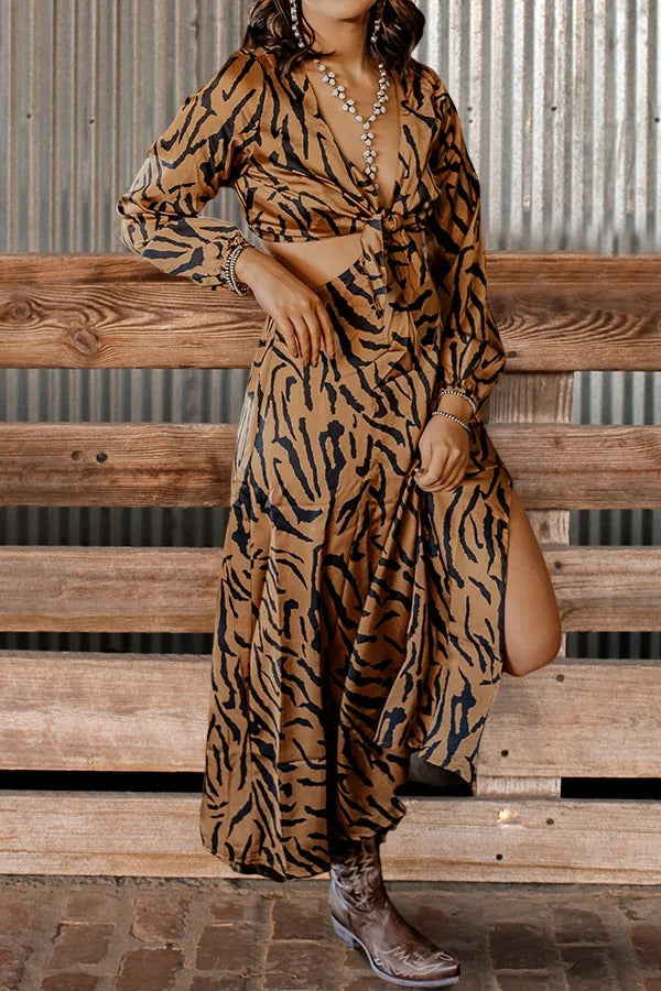 Robe sexy à imprimé zèbre ajourée