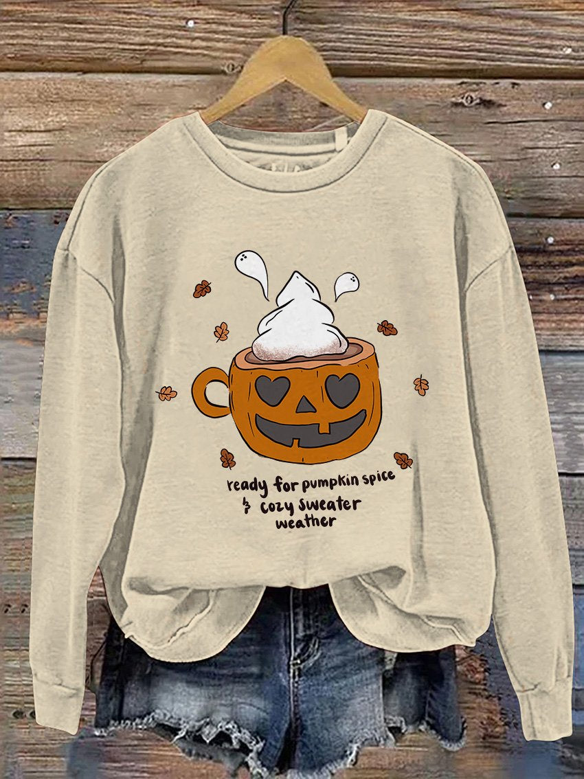 Kürbisgewürzbecher Halloween Lässiges Sweatshirt mit Print