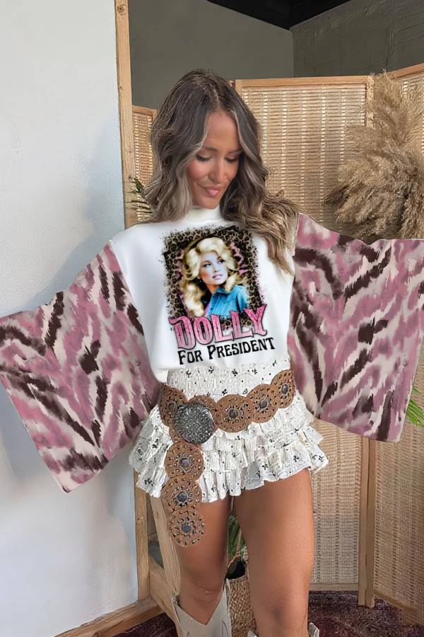 Dolly pink leopard print mixed T-shirt