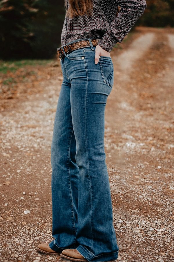 Jean taille haute délavé vintage