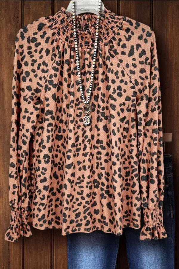 HAUT IMPRIMÉ LÉOPARD TEXTURÉ