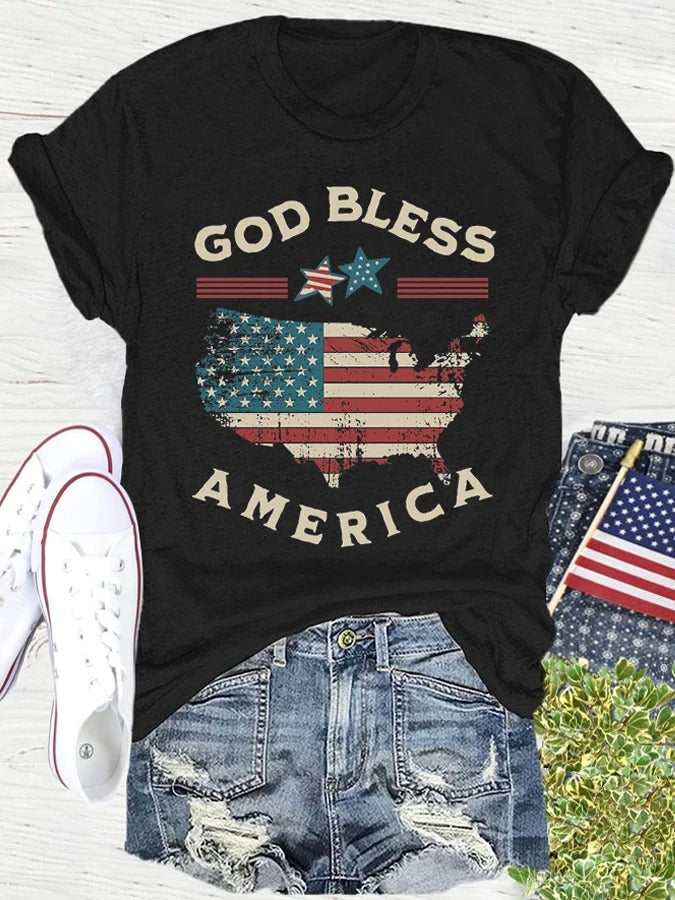 Women's Faith Letter Flag Print Fashion Gifts Letter Casual T-shirt