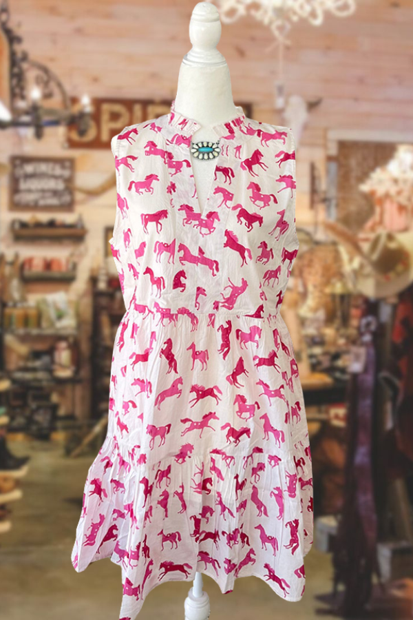 Pink Horse Print Dress