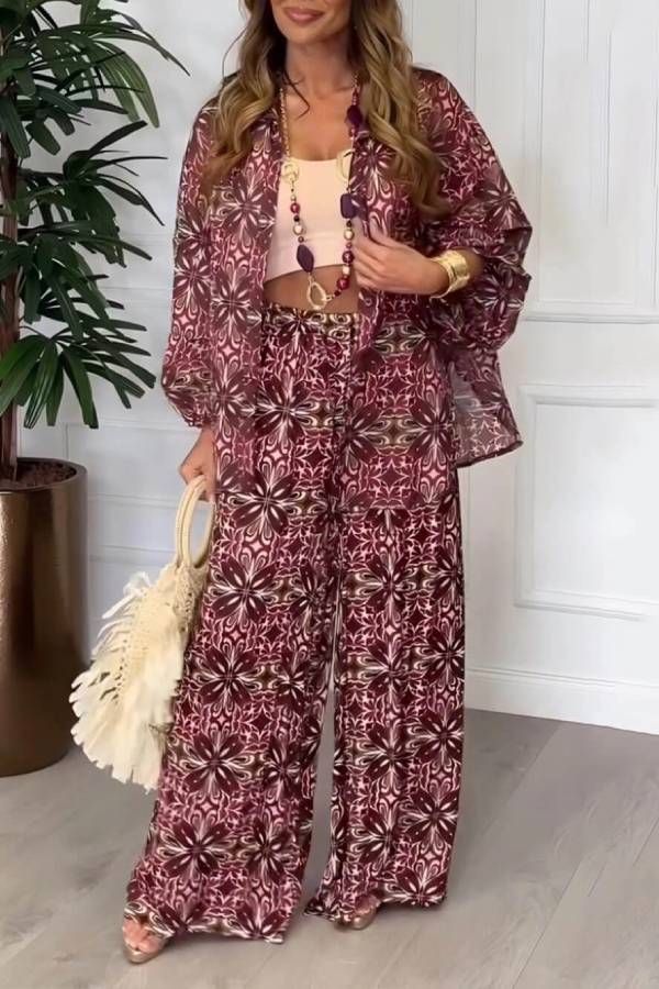 Unique bold floral print two piece set