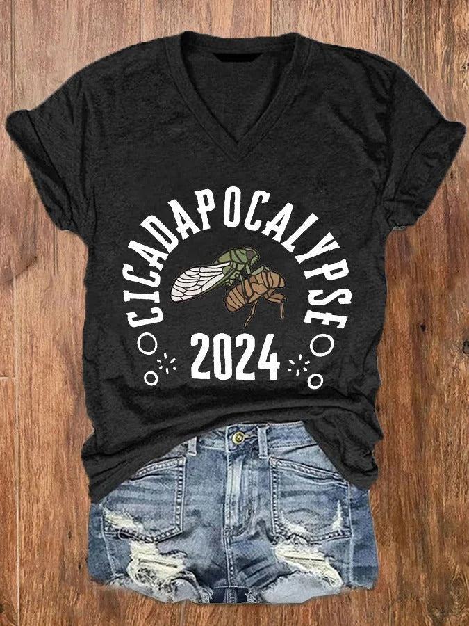 Women's The Great Cicada Comeback Tour 2024 V-Neck Tee