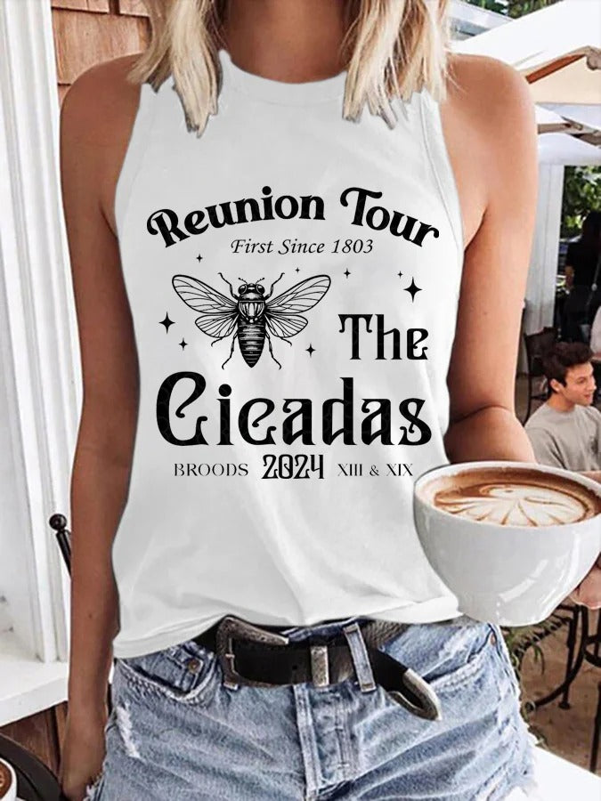 Tanktop mit „The Cicadas Reunion Tour“-Print für Damen
