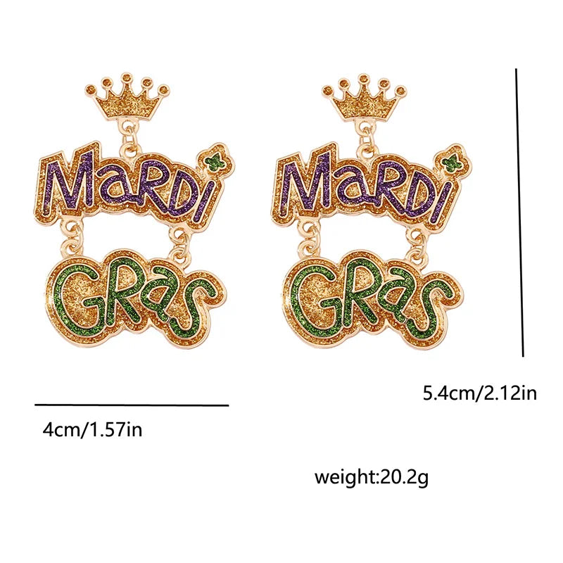 Mardi Gras Letter Earrings