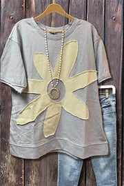 Casual Flower Patch Short Sleeve Top