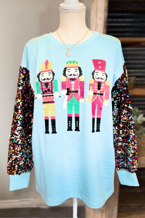 Sequin Long Sleeve Nutcracker Top