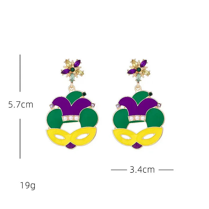Mardi Gras Colorful Earrings