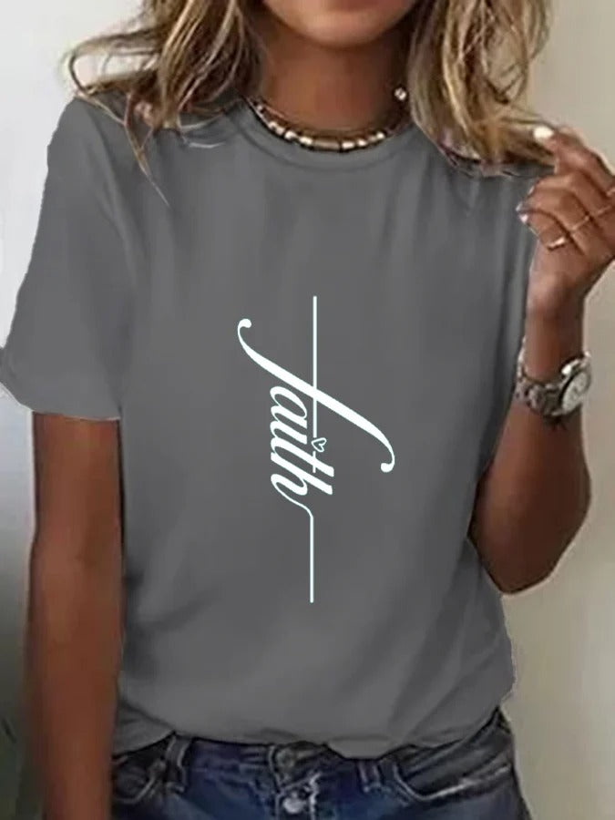Women's Faith Print Daily Crew Neck T-Shirt