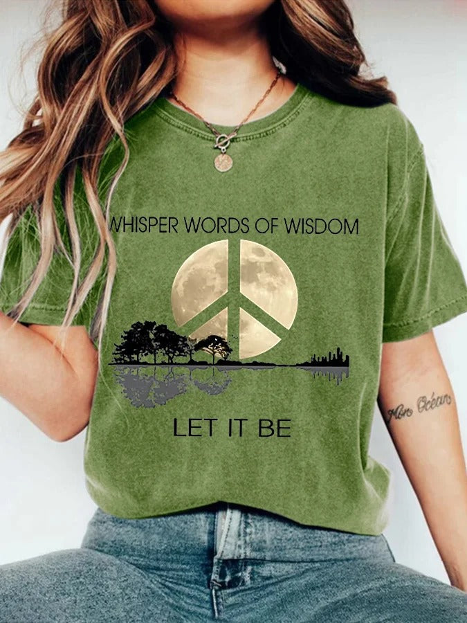 Lässiges T-Shirt mit „Whisper Words Of Wisdom Let It Be“-Print für Damen