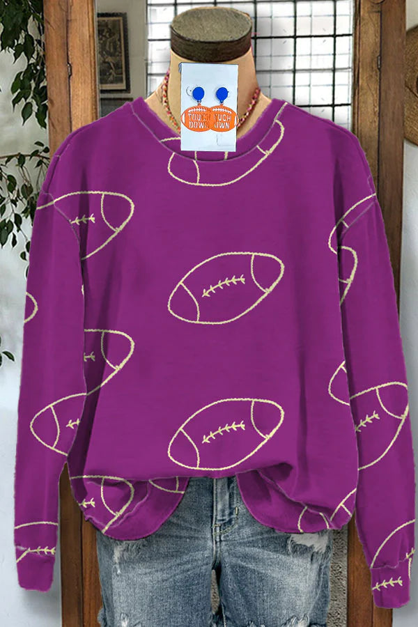 Football Print Casual Sweatshirt