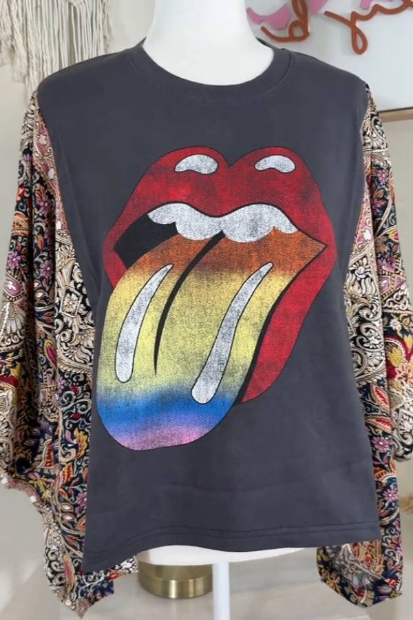 Vintage Rolling Stones Rainbow Paisley Top