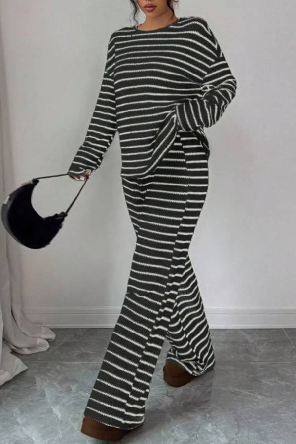 Striped Relaxed Fit Top and Pants Set