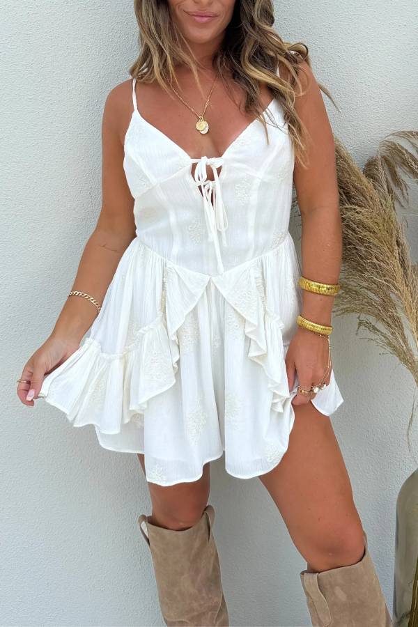 Women's Summer Adjustable Straps Layered Ruffle Romper