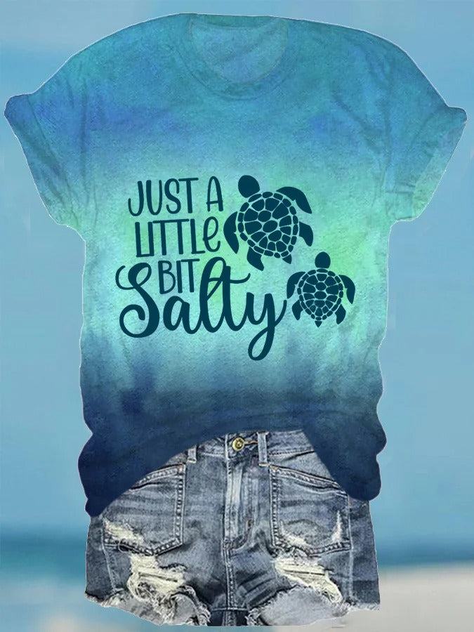 Women's Hawaiian Just a Little Bit Salty Print Casual T-Shirt