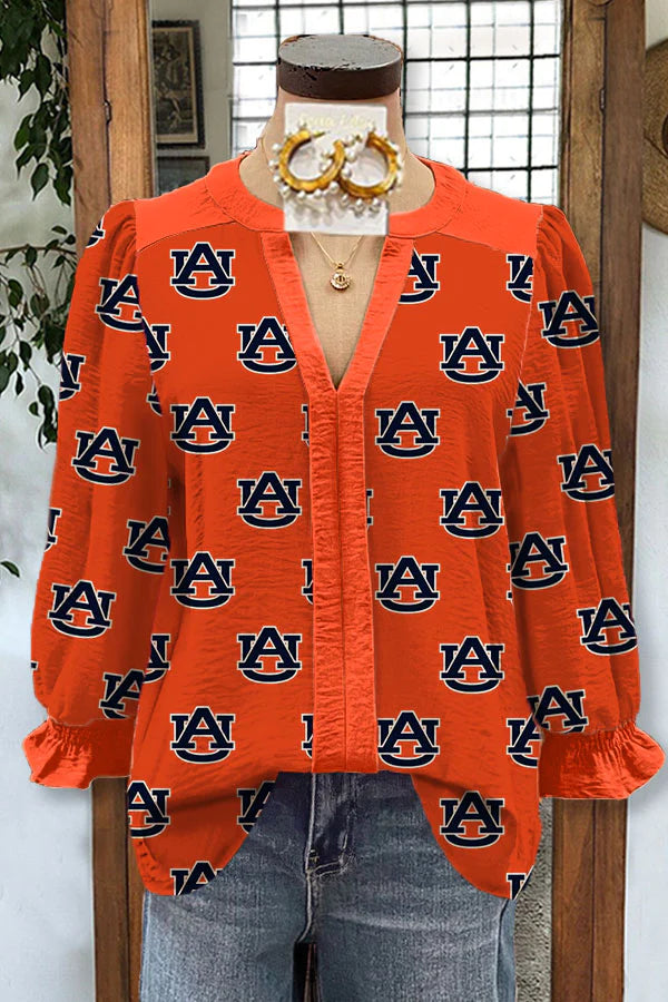 Auburn Tigers – Klassische Bluse mit Allover-Logo