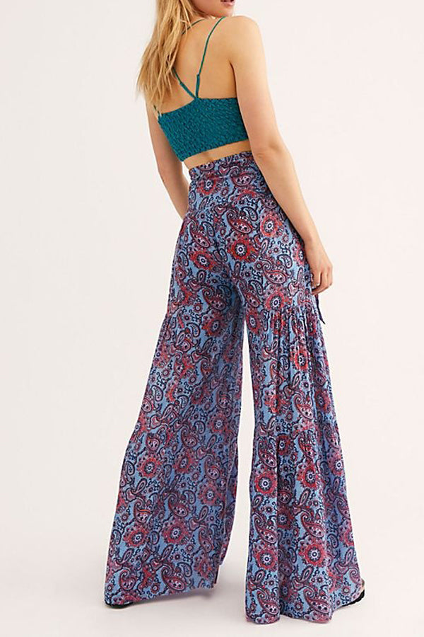 Pantalon évasé taille haute Pantalon ample