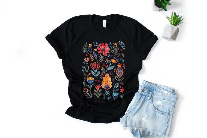 T-shirt vintage à fleurs sauvages
