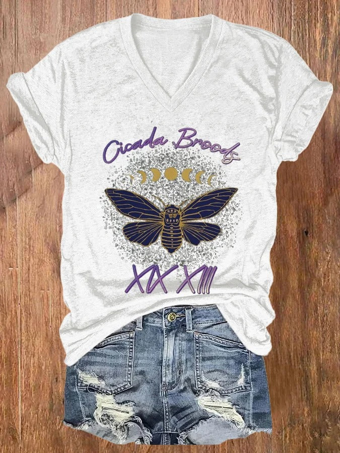 Women'S 2024 Year of The Cicada Print Casual T-Shirt