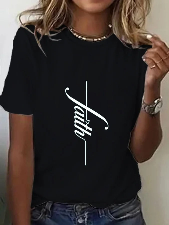 Women's Faith Print Daily Crew Neck T-Shirt