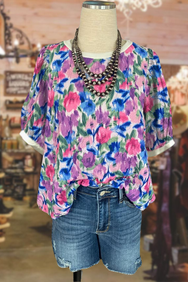 Floral Print Puff Sleeve Top