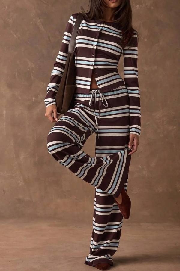 Vintage Stripe Flare Pant Set