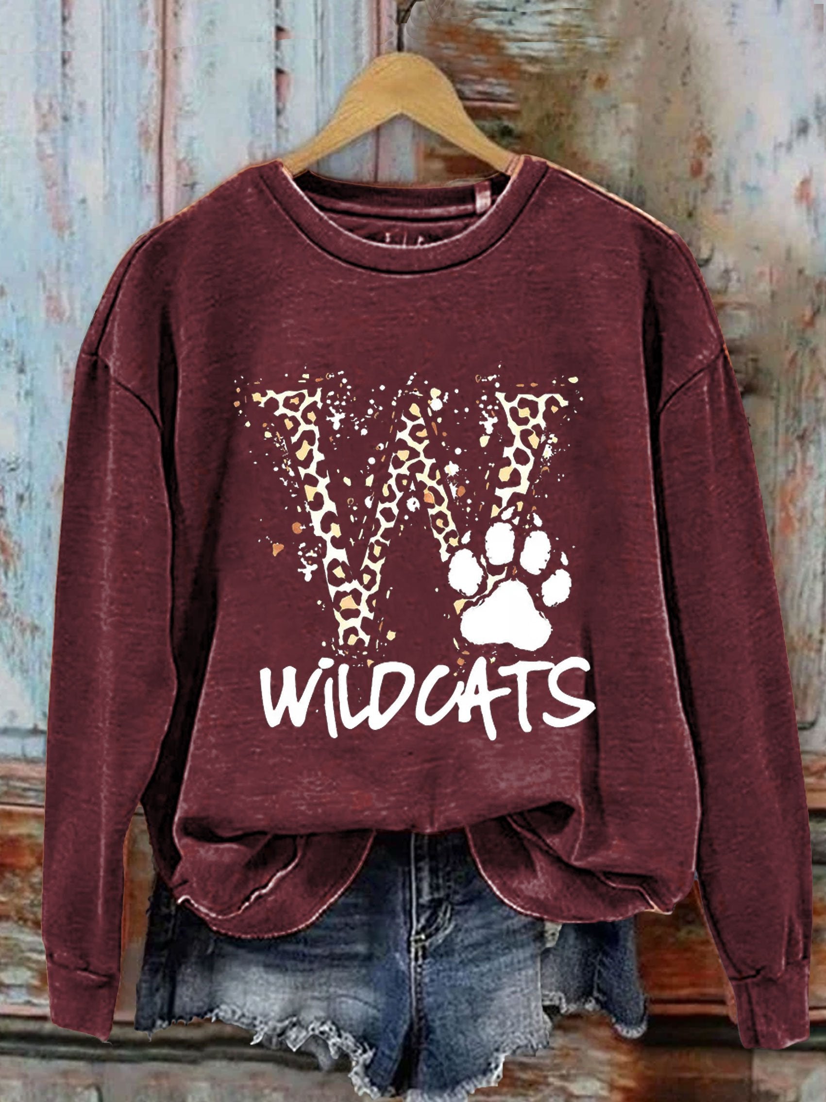 Wild Cats Halloween Print Casual Sweatshirt