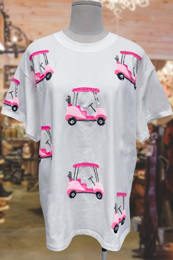 Casual Golf Cart Sequin T-shirt