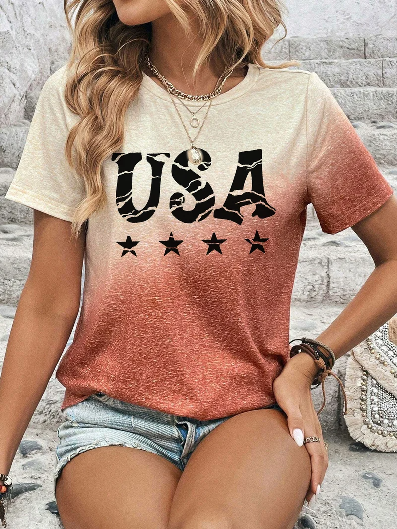 T-shirt imprimé tie-dye pour femme aux États-Unis