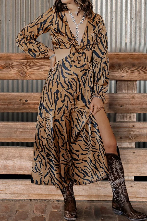 Robe sexy à imprimé zèbre ajourée