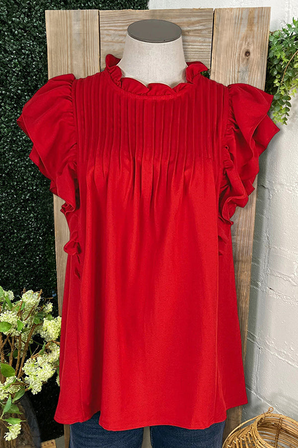 Chemise plissée à manches à double volant