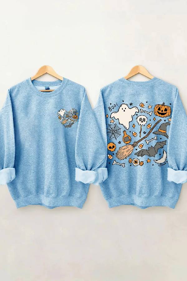 Ghost Outline Spooky Season Sweatshirt