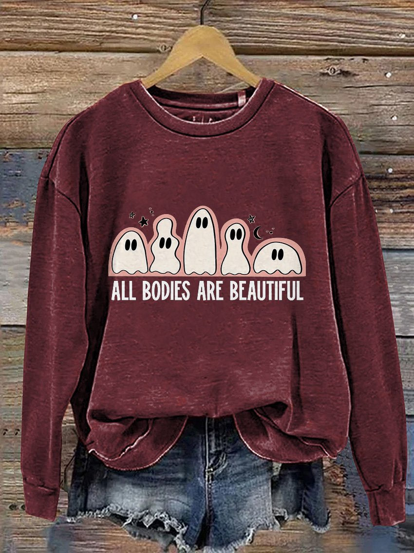 All Bodies Are Beautiful Halloween Casual Print Sweatshirt