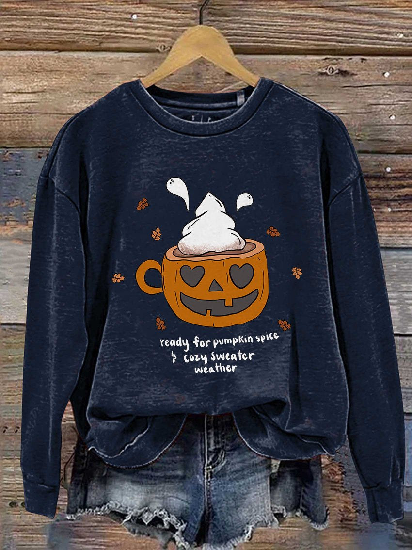 Kürbisgewürzbecher Halloween Lässiges Sweatshirt mit Print