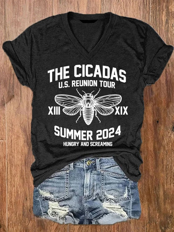 Women's The Cicadas U.S. Reunion Tour Summer2024 V-Neck Tee