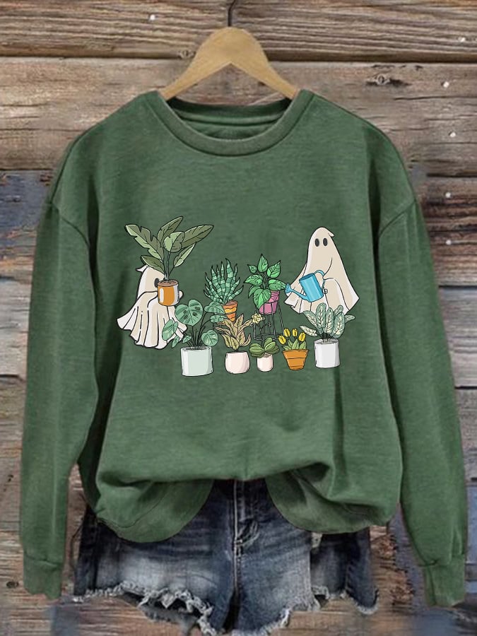 Women's Halloween Print Long Sleeve Sweatshirt