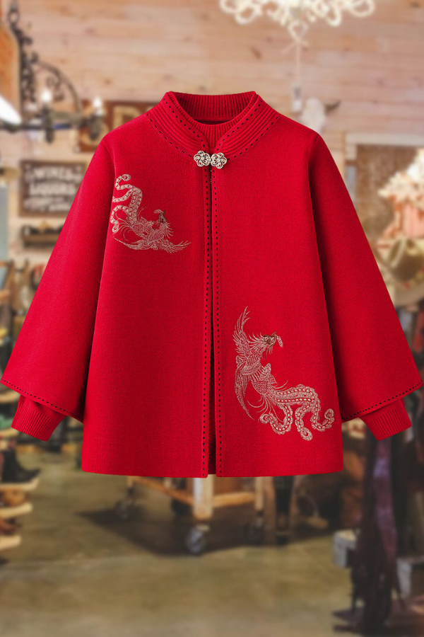 Old lady's sweater cardigan autumn two-piece set