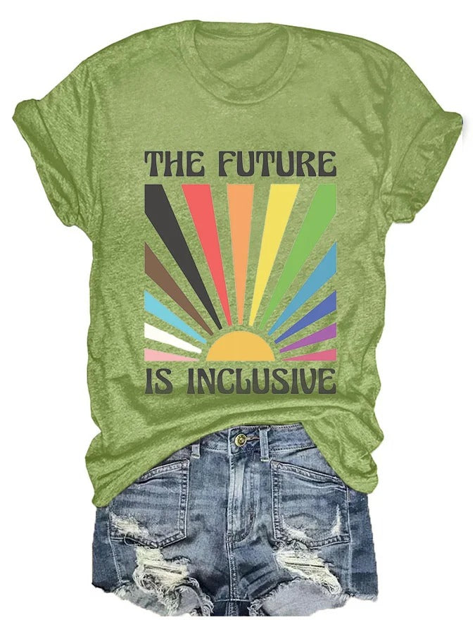 Women's LGBTQ The Future Is Inclusive Print Crew Neck T-Shirt