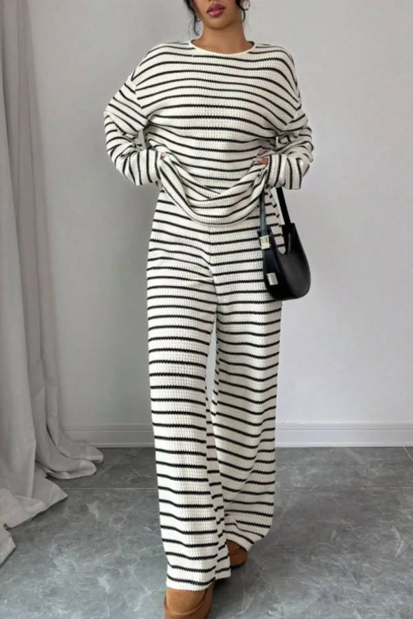 Striped Relaxed Fit Top and Pants Set