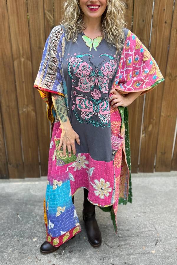 KANTHA WING UPCYCLED DRESS