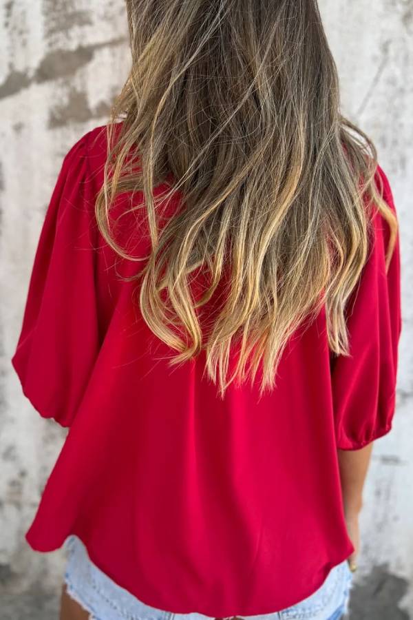 Stand Collar Smocked Puff Short Sleeve Peplum Blouse